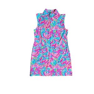 IBKUL Sleeveless Mini Dress in Pink, Turquoise & Lime Swirl